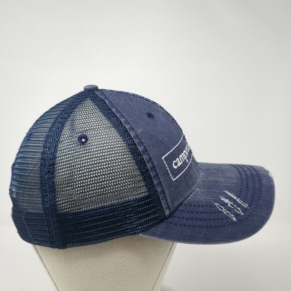 Camp Rainbow Gold Trucker Hat Blue One Size Adjustable Distressed Mesh Back - Picture 5 of 9